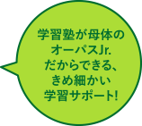 学習塾が母体のオーパスJr.だからできる、きめ細かい学習サポート!